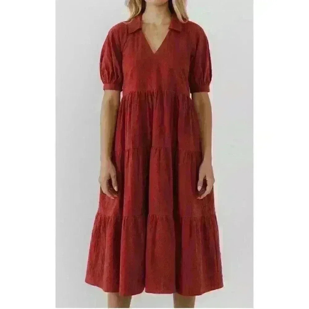 NWOT Free The Roses‎ Women's Stripe Texture Midi Dress Size Small